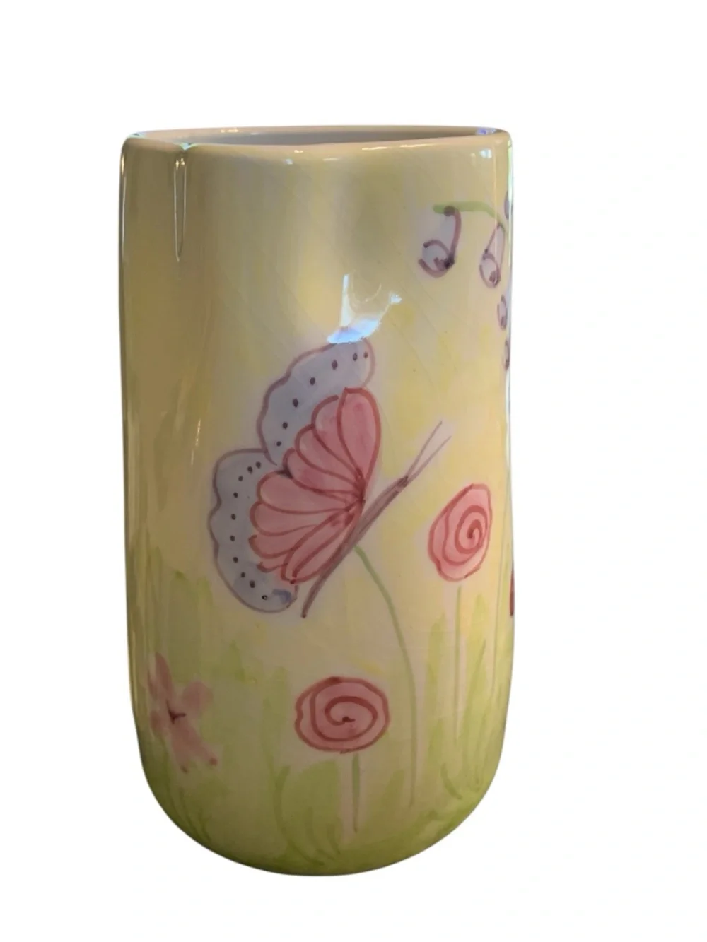 Hand Painted Italian‎ Ceramic Dairy Pitcher Garden Butterfly & Ladybug Theme 8